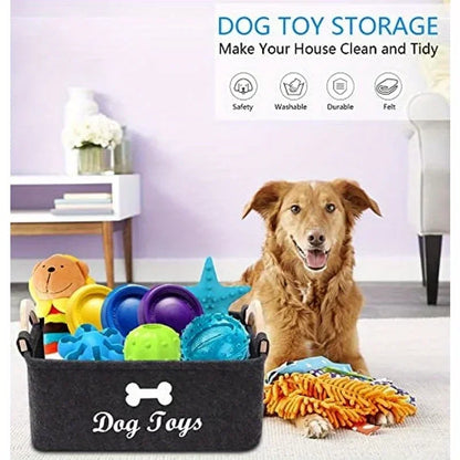 Caja de juguetes de fieltro para mascotas, caja de juguetes para perros, caja de cesta de almacenamiento: perfecta para organizar mascotas