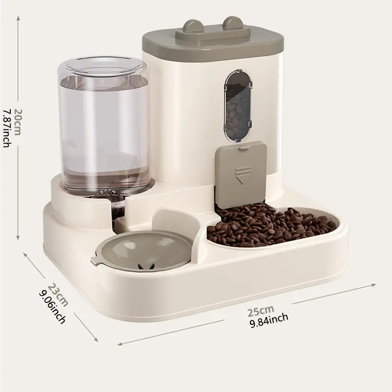 Automatic Cat Feeder and Water Dispenser Combo - Gravity Operated, Durable Plastic Design, Ideal Pet Supply for Cats