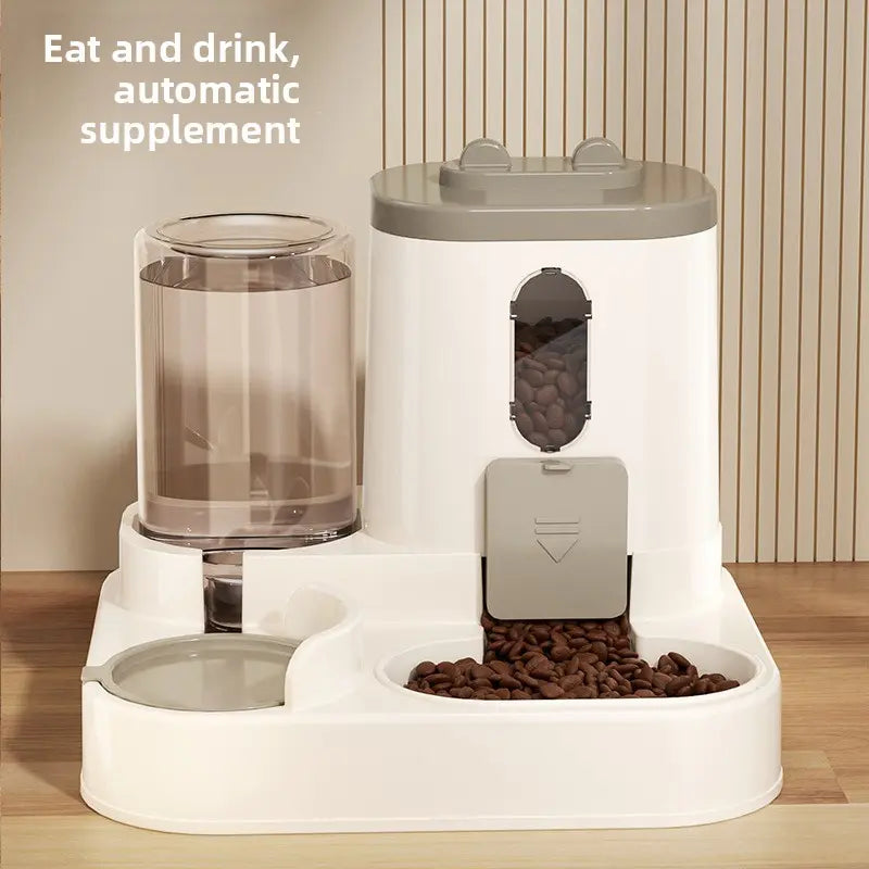 Automatic Cat Feeder and Water Dispenser Combo - Gravity Operated, Durable Plastic Design, Ideal Pet Supply for Cats