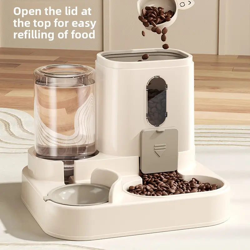 Automatic Cat Feeder and Water Dispenser Combo - Gravity Operated, Durable Plastic Design, Ideal Pet Supply for Cats
