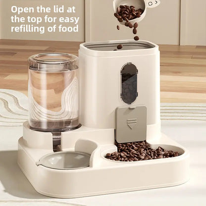 Automatic Cat Feeder and Water Dispenser Combo - Gravity Operated, Durable Plastic Design, Ideal Pet Supply for Cats