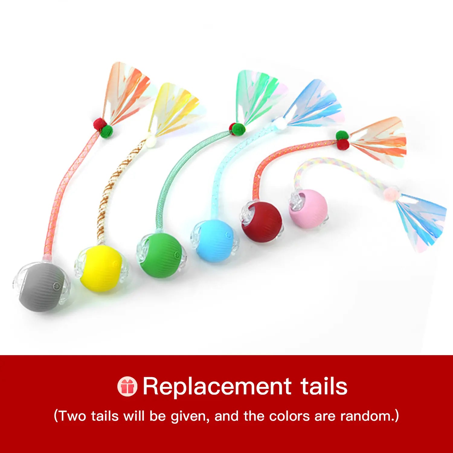 Mizusu Interactive Teaser Toy for Cats and Dogs with Two Additional Tails, Rolling Ball Toy for Kittens, Pet Supplies, Dog and Cat Accessories