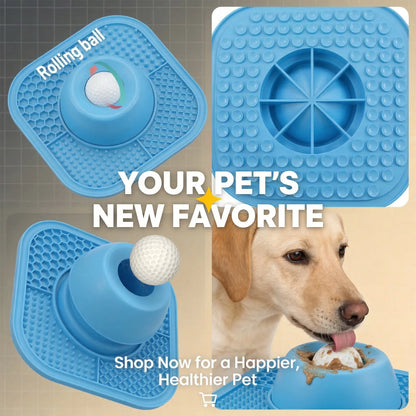 2026 Enhanced Slow Feeder Dog Bowl and Lick Mat with Anti-Slip Design and Interactive Rolling Ball Toy for All Breeds - Ideal for Dietary Supplementation and Post-Operative Nutrition