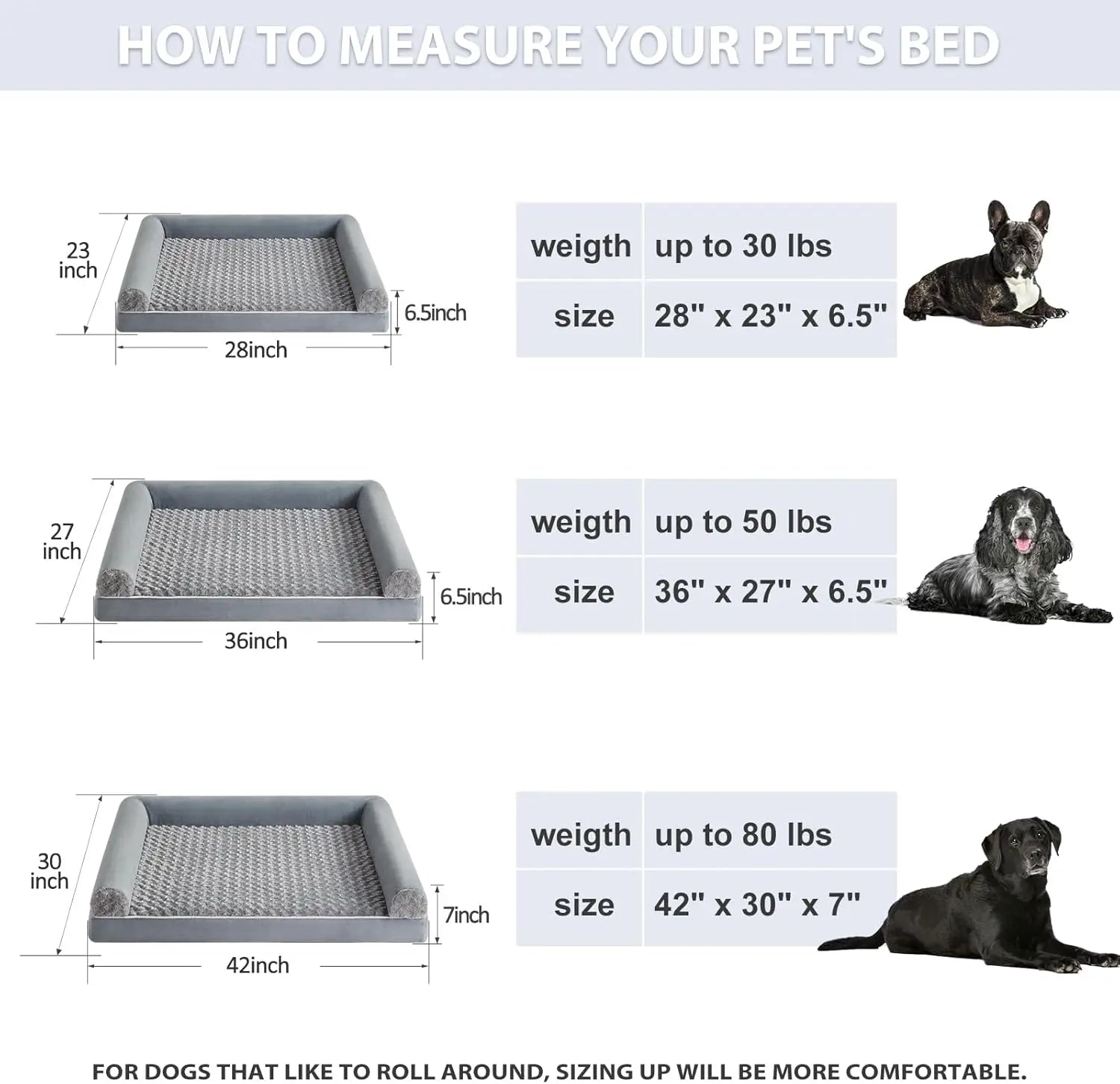 Orthopedic Self-Warming Calming Dog Bed for Medium to Large Dogs by Summervibes BFPETHOME, Waterproof Couch Pet Bed with Removable Washable Cover
