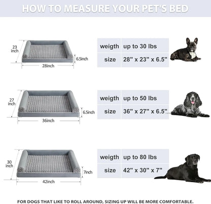 Orthopedic Self-Warming Calming Dog Bed for Medium to Large Dogs by Summervibes BFPETHOME, Waterproof Couch Pet Bed with Removable Washable Cover