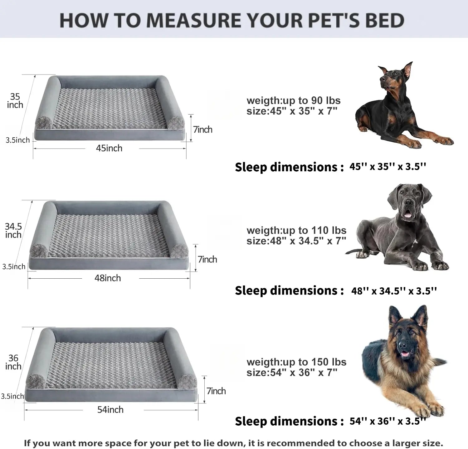 Orthopedic Self-Warming Calming Dog Bed for Medium to Large Dogs by Summervibes BFPETHOME, Waterproof Couch Pet Bed with Removable Washable Cover
